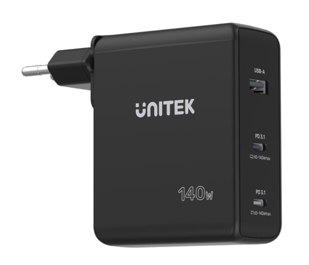 UNITEK Ładowarka Sieciowa GAN 3 Porty 2x USB-C 1x USB-A 140W; P1115A - 1150015 - zdjęcie